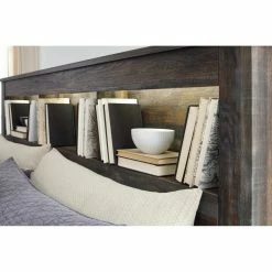 Outlet ✨ Wood Headboards Signature Design By Ashley Drystan Rustic Bookcase Headboard 🌟 -Deals Headboards Store detail2ASHY6956