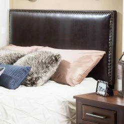 Best reviews of 🌟 Best Selling Home Faux Leather Headboards Hilton Brown Leather Headboard 👏 -Deals Headboards Store detail2BSHD3379