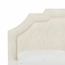 Wholesale ✔️ Skyline Furniture Upholstered Headboards Notched Border Linen Upholstered Headboard 🎁 -Deals Headboards Store detail2SKY1386