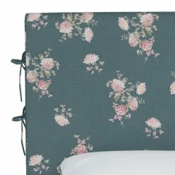 Brand new 👏 Upholstered Headboards Rachel Ashwell Crafted By Cloth & Company Slipcover Headboard With Ties - Twin - Dancing Dahlia Emerald ⭐ -Deals Headboards Store detail2SKY2429