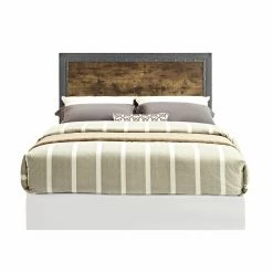 Cheapest 🔥 Wood & Metal Headboards HumbleNest Countryside Rustic Industrial Panel Headboard 👏 -Deals Headboards Store detail2WAL617