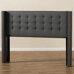 Cheap 🔥 Upholstered Headboards Baxton Studio Ginaro Fabric Button-Tufted Nailhead Winged Headboard ⭐ -Deals Headboards Store detail2WSI3601