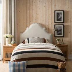 Outlet 🧨 Upholstered Headboards HN Home Abilene Transitional Nail Head Upholstered Headboard ✔️ -Deals Headboards Store detail3BSHD2292