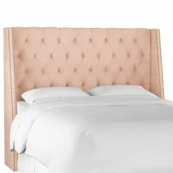 New 🔥 Upholstered Headboards Skyline Furniture Velvet Button Tufted Nailhead Wingback Upholstered Headboard 😍 -Deals Headboards Store detail3SKY2082