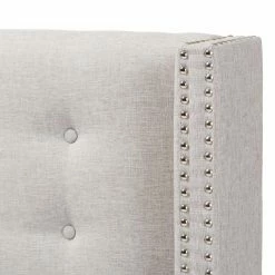 Cheap 🔥 Upholstered Headboards Baxton Studio Ginaro Fabric Button-Tufted Nailhead Winged Headboard ⭐ -Deals Headboards Store detail3WSI3601