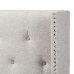 Outlet 🤩 Upholstered Headboards Baxton Studio Ally Fabric Button-Tufted Nailhead Winged Headboard 🧨 -Deals Headboards Store detail3WSI3602