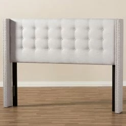 Brand new 🌟 Upholstered Headboards Baxton Studio Ginaro Modern And Contemporary Fabric Button Tufted Nailhead Wingback Headboard ✔️ -Deals Headboards Store detail4WSI3706