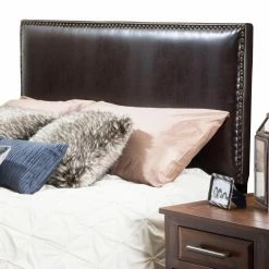 Best reviews of 🌟 Best Selling Home Faux Leather Headboards Hilton Brown Leather Headboard 👏 -Deals Headboards Store detail5BSHD3379