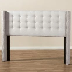 Cheap 🔥 Upholstered Headboards Baxton Studio Ginaro Fabric Button-Tufted Nailhead Winged Headboard ⭐ -Deals Headboards Store detail5WSI3601