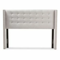 Brand new 🌟 Upholstered Headboards Baxton Studio Ginaro Modern And Contemporary Fabric Button Tufted Nailhead Wingback Headboard ✔️ -Deals Headboards Store detail5WSI3706