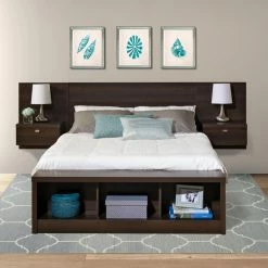 Cheap 🤩 Wood Headboards Prepac Series 9 Designer Floating Headboard With Nightstands ❤️ -Deals Headboards Store detail6PRM311