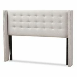 Brand new 🌟 Upholstered Headboards Baxton Studio Ginaro Modern And Contemporary Fabric Button Tufted Nailhead Wingback Headboard ✔️ -Deals Headboards Store detail6WSI3706