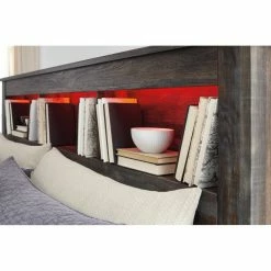 Outlet ✨ Wood Headboards Signature Design By Ashley Drystan Rustic Bookcase Headboard 🌟 -Deals Headboards Store detailASHY6956