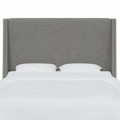 Outlet 🧨 Upholstered Headboards Skyline Furniture Wingback Headboard With Nailhead Trim 🤩 -Deals Headboards Store detailSKY2529