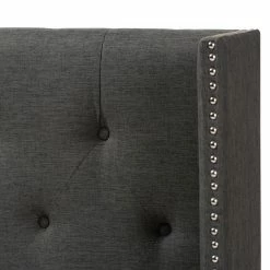 Outlet 🤩 Upholstered Headboards Baxton Studio Ally Fabric Button-Tufted Nailhead Winged Headboard 🧨 -Deals Headboards Store detailWSI3602