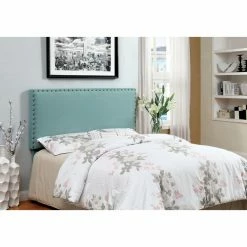 New 😍 Upholstered Headboards Furniture Of America Barber Nailhead Trim Headboard 🎁 -Deals Headboards Store inuseENLB1287