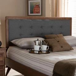 Wholesale 🛒 Wood Headboards HN Home Henry Mid-Century Modern Upholstered Wood Headboard 👏 -Deals Headboards Store inuseWSI4585