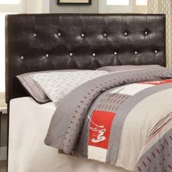 Deals 😀 Faux Leather Headboards Furniture Of America Rayhill Contemporary Crocodile Leatherette Button-Tufted Headboard 🤩