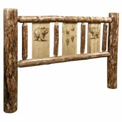 Cheap 🛒 Wood Headboards Montana Woodworks Glacier Country Collection Headboard With Laser Engraved Design 👏