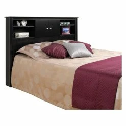 Best Pirce ⭐ Wood Headboards Prepac Kallisto Bookcase Headboard With Doors - Black 👍