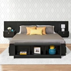 Cheap 🤩 Wood Headboards Prepac Series 9 Designer Floating Headboard With Nightstands ❤️