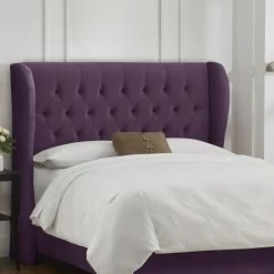 Best Sale 🤩 Skyline Furniture Upholstered Headboards Tufted Wingback Velvet Upholstered Headboard 🔔