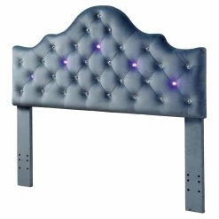Outlet 🧨 Upholstered Headboards Furniture Of America Elizine Contemporary LED Tufted Camelback Fabric Headboard 🔔 -Deals Headboards Store scaleENLB3186