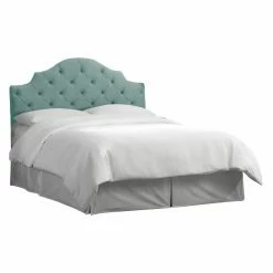 Buy π Skyline Furniture Upholstered Headboards Tufted Notched Velvet Upholstered Headboard π 13 Buy π Skyline Furniture Upholstered Headboards Tufted Notched Velvet Upholstered Headboard π -Deals Headboards Store scaleSKY1400