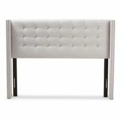 Cheap 🔥 Upholstered Headboards Baxton Studio Ginaro Fabric Button-Tufted Nailhead Winged Headboard ⭐ -Deals Headboards Store scaleWSI3601