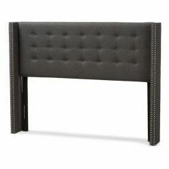 Brand new 🌟 Upholstered Headboards Baxton Studio Ginaro Modern And Contemporary Fabric Button Tufted Nailhead Wingback Headboard ✔️ -Deals Headboards Store scaleWSI3706